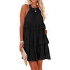 image:imageRVivimos Womens Summer Dress Boho Sleeveless Halter Layered Ruffle Casual Swing Mini Dress with PocketsBlack