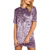 image:imageRVivimos Womens Summer Short Sleeve Crushed Velvet Mini Short DressesPurple