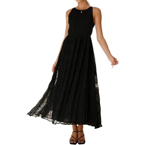 image:imageRVivimos Womens Summer Tulle Elegant Sleeveless Crew Neck Casual Cocktail Wedding Guest Tiered Tank Maxi DressBlack
