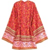 image:imageRVivimos Beach Cover Ups for Women Vintage Kimono Cardigan Long Sleeve Boho Floral Print Swimsuit Wrap Mini Dress with BeltRed