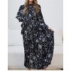 image:imageRVivimos Fall Dresses for Women Long Sleeve Pleated Casual Mock Neck Elegant Print Maxi Dress with BeltBlack
