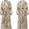 image:imageRVivimos Fall Dresses for Women Long Sleeve Pleated Casual Mock Neck Elegant Print Maxi Dress with BeltKhaki
