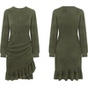 image:imageRVivimos Fall Elegant Dresses for Women Long Sleeve Crewneck Trendy Ruched Ruffle Hem Spring Casual Mini DressArmy Green