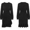 image:imageRVivimos Fall Elegant Dresses for Women Long Sleeve Crewneck Trendy Ruched Ruffle Hem Spring Casual Mini DressBlack