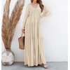 image:imageRVivimos Maxi Dress for Women Long Sleeve V Neck Empire Waist Layered Ruffle Boho Casual Flowy Long DressesBeige