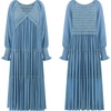 image:imageRVivimos Maxi Dress for Women Long Sleeve V Neck Empire Waist Layered Ruffle Boho Casual Flowy Long DressesBlue