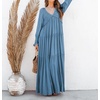image:imageRVivimos Maxi Dress for Women Long Sleeve V Neck Empire Waist Layered Ruffle Boho Casual Flowy Long DressesBlue