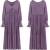 image:imageRVivimos Maxi Dress for Women Long Sleeve V Neck Empire Waist Layered Ruffle Boho Casual Flowy Long DressesDark Purple