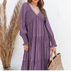 image:imageRVivimos Maxi Dress for Women Long Sleeve V Neck Empire Waist Layered Ruffle Boho Casual Flowy Long DressesDark Purple