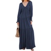 image:imageRVivimos Maxi Dress for Women Long Sleeve V Neck Empire Waist Layered Ruffle Boho Casual Flowy Long DressesDarkblue