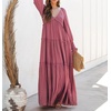 image:imageRVivimos Maxi Dress for Women Long Sleeve V Neck Empire Waist Layered Ruffle Boho Casual Flowy Long DressesDarkpink