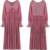 image:imageRVivimos Maxi Dress for Women Long Sleeve V Neck Empire Waist Layered Ruffle Boho Casual Flowy Long DressesDarkpink
