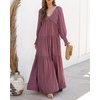 image:imageRVivimos Maxi Dress for Women Long Sleeve V Neck Empire Waist Layered Ruffle Boho Casual Flowy Long DressesDarkrose