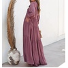 image:imageRVivimos Maxi Dress for Women Long Sleeve V Neck Empire Waist Layered Ruffle Boho Casual Flowy Long DressesDarkrose