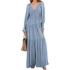 image:imageRVivimos Maxi Dress for Women Long Sleeve V Neck Empire Waist Layered Ruffle Boho Casual Flowy Long DressesHaze Blue