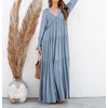 image:imageRVivimos Maxi Dress for Women Long Sleeve V Neck Empire Waist Layered Ruffle Boho Casual Flowy Long DressesHaze Blue