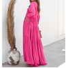 image:imageRVivimos Maxi Dress for Women Long Sleeve V Neck Empire Waist Layered Ruffle Boho Casual Flowy Long DressesHot Pink