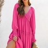 image:imageRVivimos Maxi Dress for Women Long Sleeve V Neck Empire Waist Layered Ruffle Boho Casual Flowy Long DressesHot Pink