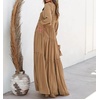 image:imageRVivimos Maxi Dress for Women Long Sleeve V Neck Empire Waist Layered Ruffle Boho Casual Flowy Long DressesKhaki