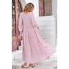 image:imageRVivimos Maxi Dress for Women Long Sleeve V Neck Empire Waist Layered Ruffle Boho Casual Flowy Long DressesLightpink