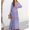 image:imageRVivimos Maxi Dress for Women Long Sleeve V Neck Empire Waist Layered Ruffle Boho Casual Flowy Long DressesPurple