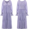image:imageRVivimos Maxi Dress for Women Long Sleeve V Neck Empire Waist Layered Ruffle Boho Casual Flowy Long DressesPurple