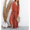 image:imageRVivimos Maxi Dress for Women Long Sleeve V Neck Empire Waist Layered Ruffle Boho Casual Flowy Long DressesRust Brown