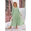 image:imageRVivimos Maxi Dress for Women Long Sleeve V Neck Empire Waist Layered Ruffle Boho Casual Flowy Long DressesSage Green