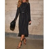 image:imageRVivimos Satin Elegant Midi Dresses for Women Long Sleeve Pleated Loose Silky Cocktail Wedding Guest Evening Party DressesBlack