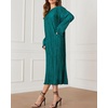 image:imageRVivimos Satin Elegant Midi Dresses for Women Long Sleeve Pleated Loose Silky Cocktail Wedding Guest Evening Party DressesDark Green
