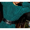 image:imageRVivimos Satin Elegant Midi Dresses for Women Long Sleeve Pleated Loose Silky Cocktail Wedding Guest Evening Party DressesDark Green