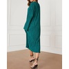 image:imageRVivimos Satin Elegant Midi Dresses for Women Long Sleeve Pleated Loose Silky Cocktail Wedding Guest Evening Party DressesDark Green