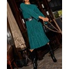 image:imageRVivimos Satin Elegant Midi Dresses for Women Long Sleeve Pleated Loose Silky Cocktail Wedding Guest Evening Party DressesDark Green