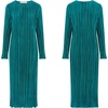 image:imageRVivimos Satin Elegant Midi Dresses for Women Long Sleeve Pleated Loose Silky Cocktail Wedding Guest Evening Party DressesDark Green