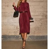image:imageRVivimos Satin Elegant Midi Dresses for Women Long Sleeve Pleated Loose Silky Cocktail Wedding Guest Evening Party DressesWine Red