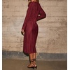 image:imageRVivimos Satin Elegant Midi Dresses for Women Long Sleeve Pleated Loose Silky Cocktail Wedding Guest Evening Party DressesWine Red