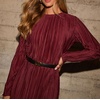 image:imageRVivimos Satin Elegant Midi Dresses for Women Long Sleeve Pleated Loose Silky Cocktail Wedding Guest Evening Party DressesWine Red