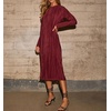 image:imageRVivimos Satin Elegant Midi Dresses for Women Long Sleeve Pleated Loose Silky Cocktail Wedding Guest Evening Party DressesWine Red