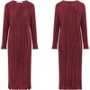 image:imageRVivimos Satin Elegant Midi Dresses for Women Long Sleeve Pleated Loose Silky Cocktail Wedding Guest Evening Party DressesWine Red
