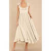 image:imageRVivimos Summer Dress for Women Sleeveless Boho Ruffle Square Neck Tie Back Casual Backless Flowy Midi DressBeige