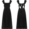 image:imageRVivimos Summer Dress for Women Sleeveless Boho Ruffle Square Neck Tie Back Casual Backless Flowy Midi DressBlack