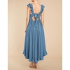 image:imageRVivimos Summer Dress for Women Sleeveless Boho Ruffle Square Neck Tie Back Casual Backless Flowy Midi DressBlue