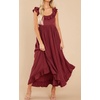 image:imageRVivimos Summer Dress for Women Sleeveless Boho Ruffle Square Neck Tie Back Casual Backless Flowy Midi DressBurgundy