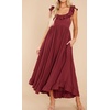 image:imageRVivimos Summer Dress for Women Sleeveless Boho Ruffle Square Neck Tie Back Casual Backless Flowy Midi DressBurgundy