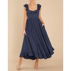 image:imageRVivimos Summer Dress for Women Sleeveless Boho Ruffle Square Neck Tie Back Casual Backless Flowy Midi DressDark Blue