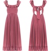 image:imageRVivimos Summer Dress for Women Sleeveless Boho Ruffle Square Neck Tie Back Casual Backless Flowy Midi DressDarkpink