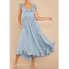 image:imageRVivimos Summer Dress for Women Sleeveless Boho Ruffle Square Neck Tie Back Casual Backless Flowy Midi DressLightblue