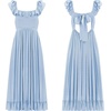 image:imageRVivimos Summer Dress for Women Sleeveless Boho Ruffle Square Neck Tie Back Casual Backless Flowy Midi DressLightblue