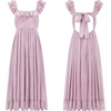 image:imageRVivimos Summer Dress for Women Sleeveless Boho Ruffle Square Neck Tie Back Casual Backless Flowy Midi DressLightpink