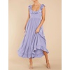 image:imageRVivimos Summer Dress for Women Sleeveless Boho Ruffle Square Neck Tie Back Casual Backless Flowy Midi DressPurple